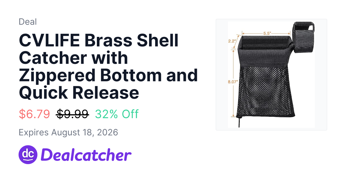 Amazon - CVLIFE Brass Shell Catcher with Zippered Bottom and Quick Release $6.79