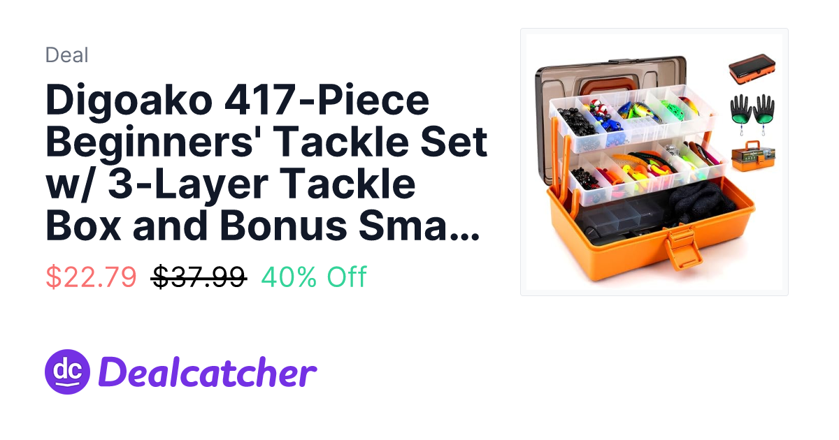Amazon - Digoako 417-Piece Beginners' Tackle Set w/ 3-Layer Tackle Box and Bonus Small 2-Sided Organizer Box $22.79