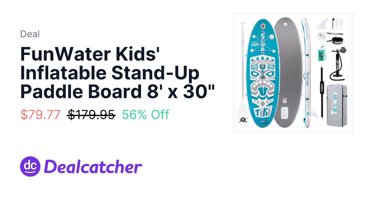 Amazon - FunWater Kids' Inflatable Stand-Up Paddle Board 8' x 30" $79.77