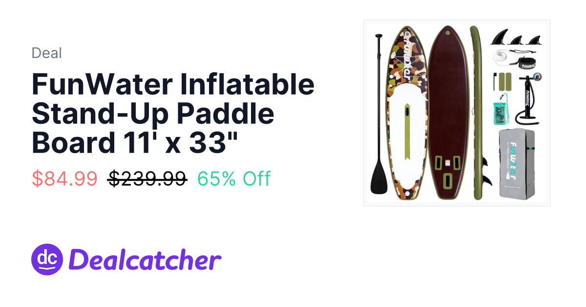 Amazon - FunWater Inflatable Stand-Up Paddle Board 11' x 33" $84.99