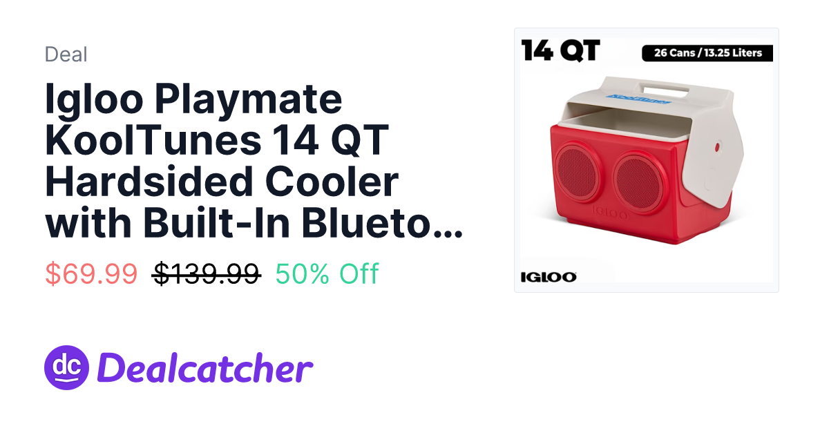 Walmart - Igloo Playmate KoolTunes 14 QT Hardsided Cooler with Built-In Bluetooth Speaker $69.99