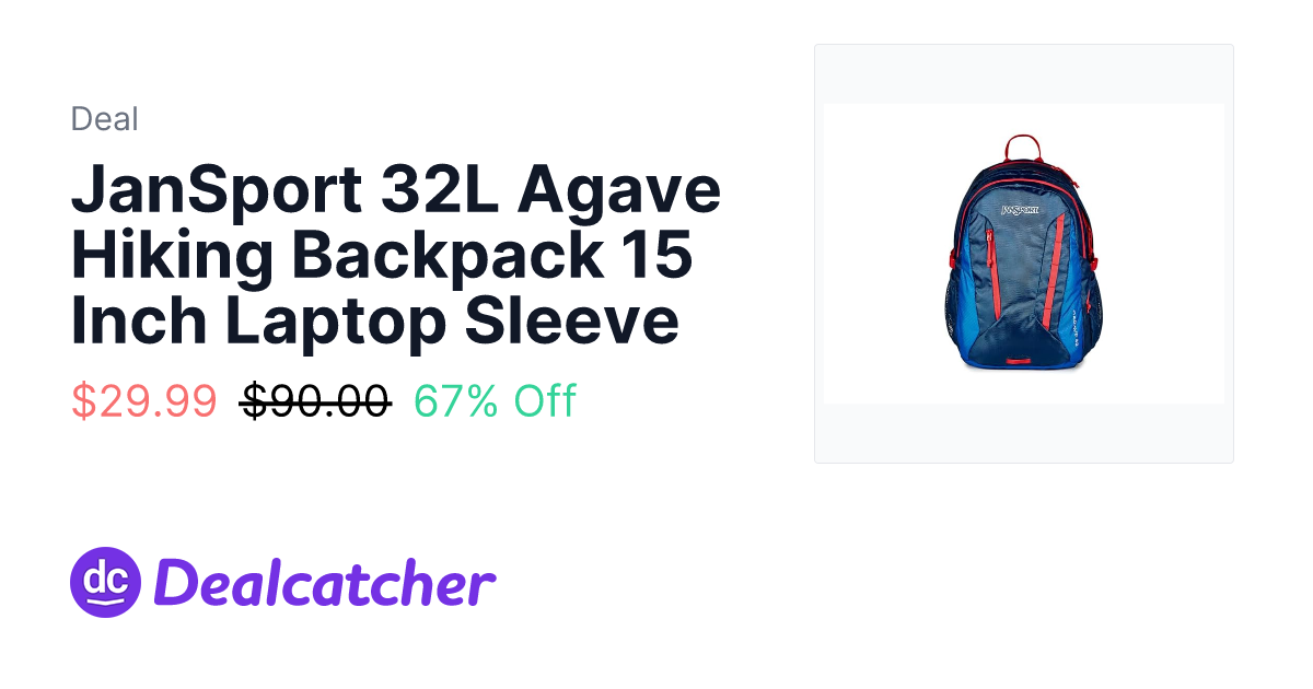 Woot - JanSport 32L Agave Hiking Backpack 15 Inch Laptop Sleeve $29.99