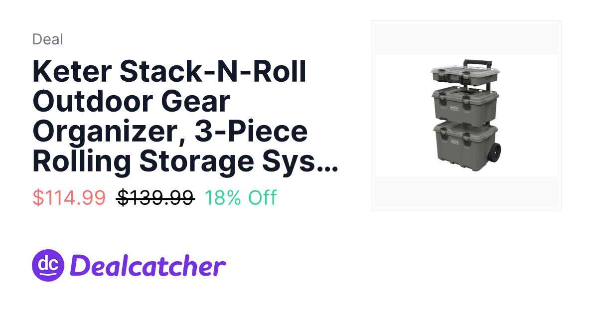 Amazon - Keter Stack-N-Roll Outdoor Gear Organizer, 3-Piece Rolling Storage System $114.99
