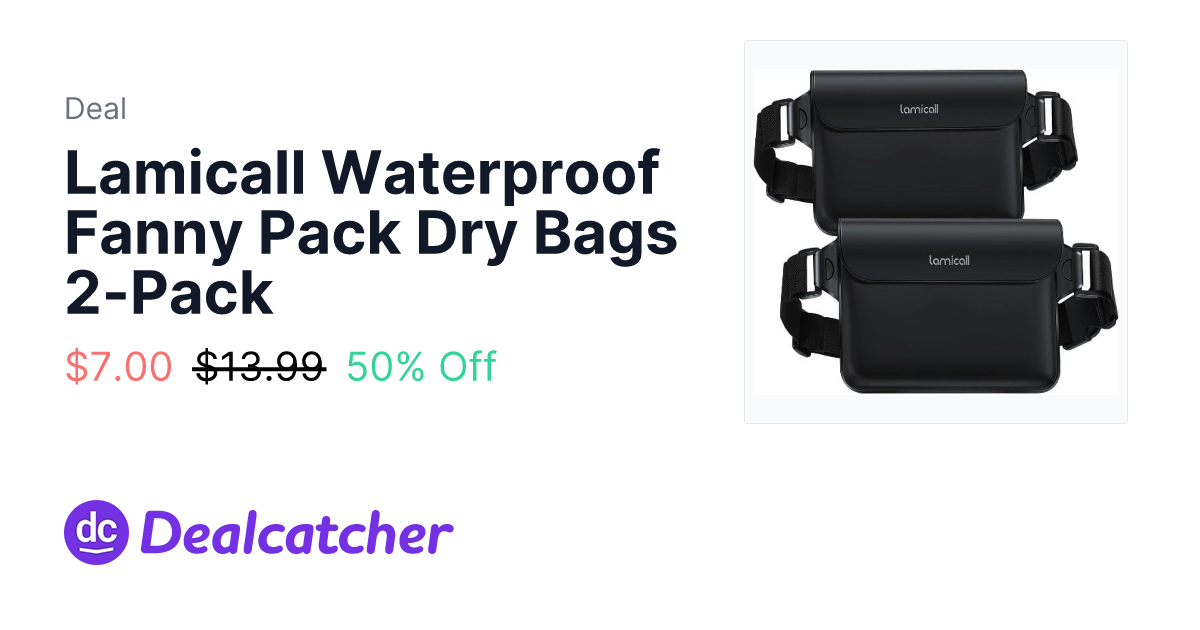 Amazon - Lamicall Waterproof Fanny Pack Dry Bags 2-Pack $7.00