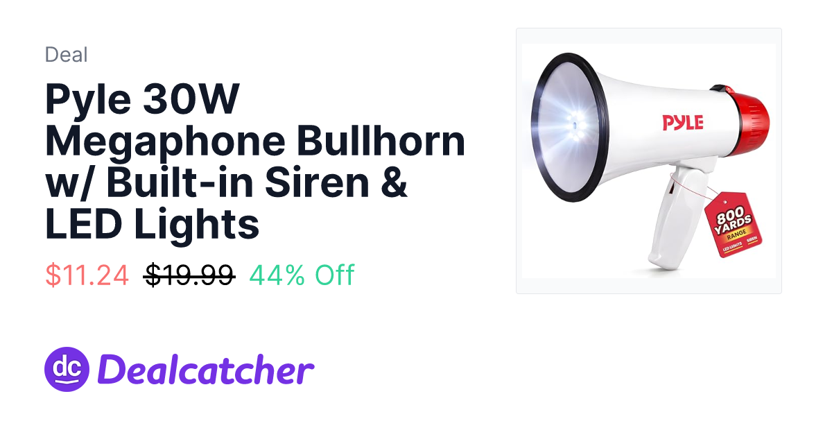 Amazon - Pyle 30W Megaphone Bullhorn w/ Built-in Siren & LED Lights $11.24