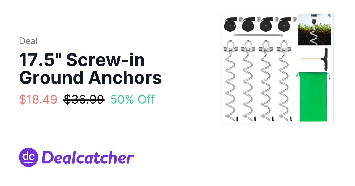 Amazon - 17.5" Screw-in Ground Anchors $18.49