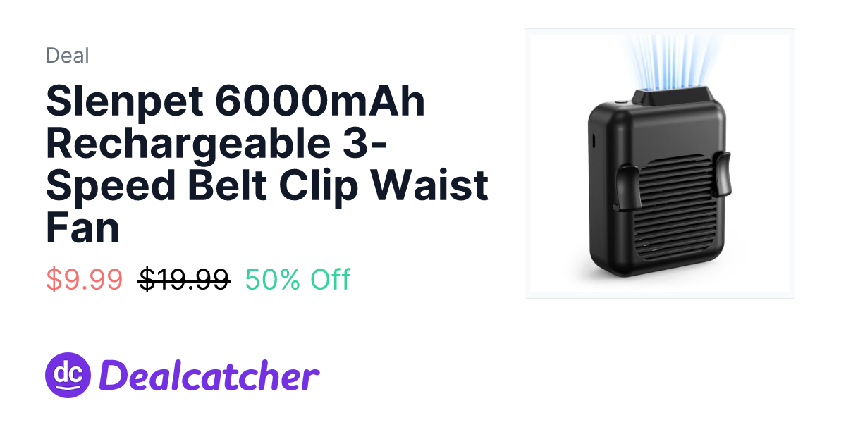 Amazon - Slenpet 6000mAh Rechargeable 3-Speed Belt Clip Waist Fan $9.99