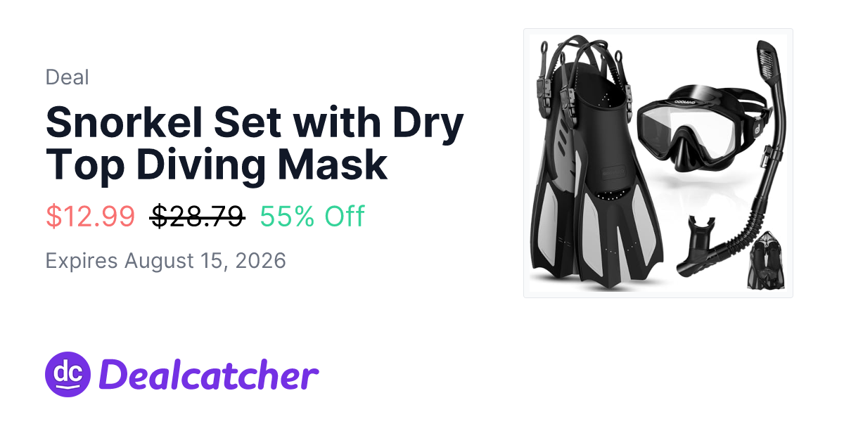 Amazon - Snorkel Set with Dry Top Diving Mask $12.99
