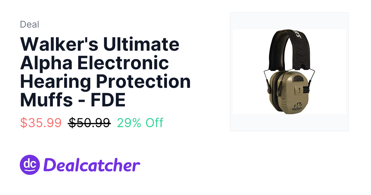 Amazon - Walker's Ultimate Alpha Electronic Hearing Protection Muffs - FDE $35.99