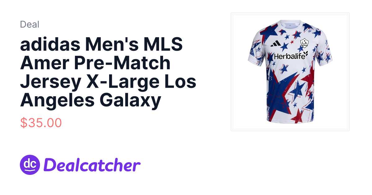 Amazon - adidas Men's MLS Amer Pre-Match Jersey X-Large Los Angeles Galaxy $35.00