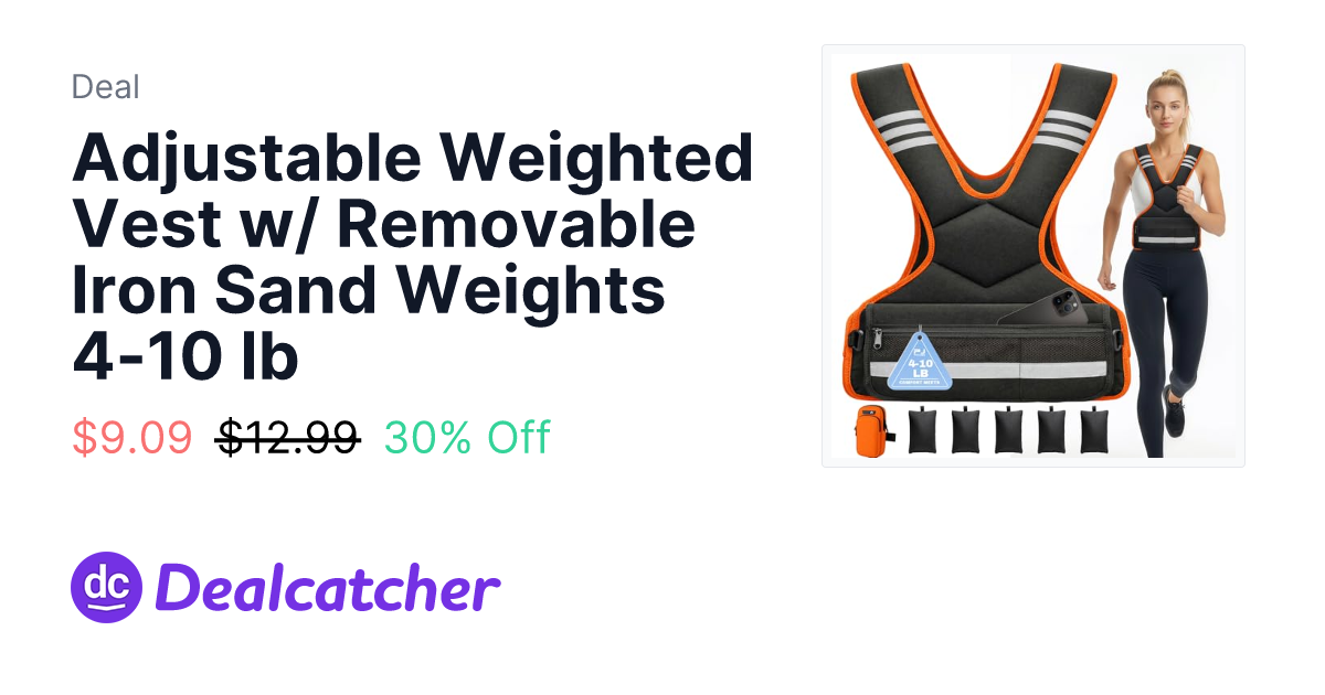 Amazon - Adjustable Weighted Vest w/ Removable Iron Sand Weights 4-10 lb $9.09