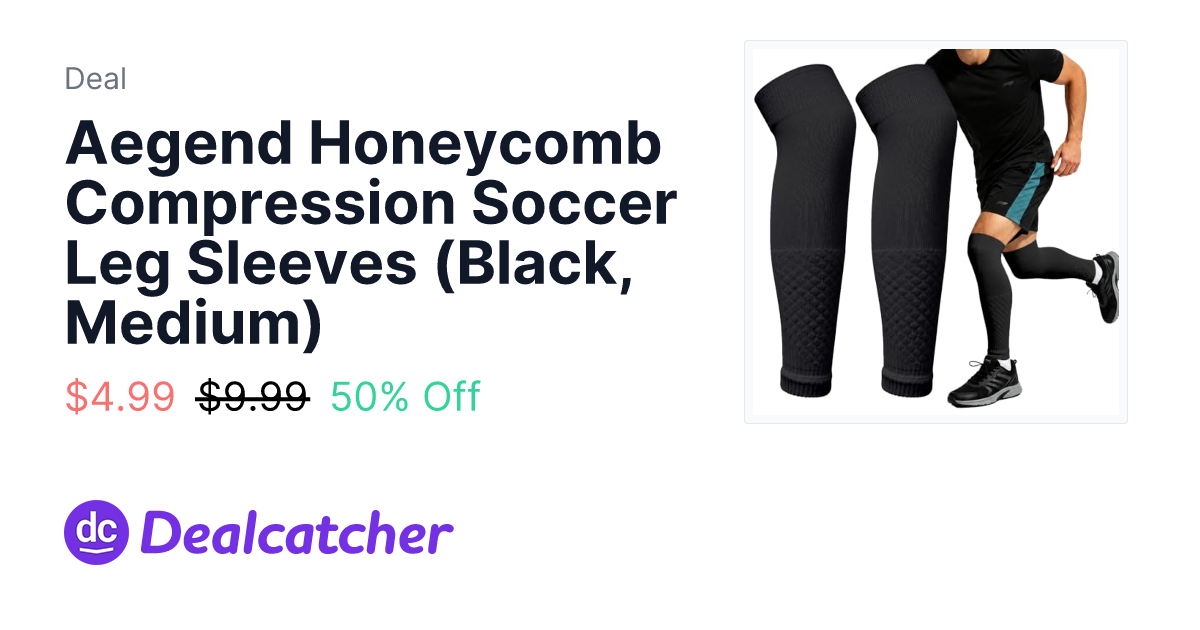 Amazon - Aegend Honeycomb Compression Soccer Leg Sleeves (Black, Medium) $4.99