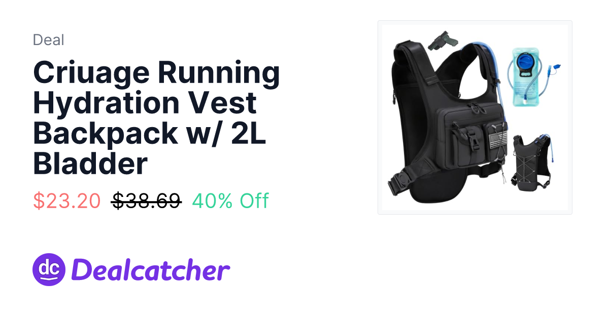 Amazon - Criuage Running Hydration Vest Backpack w/ 2L Bladder $23.20