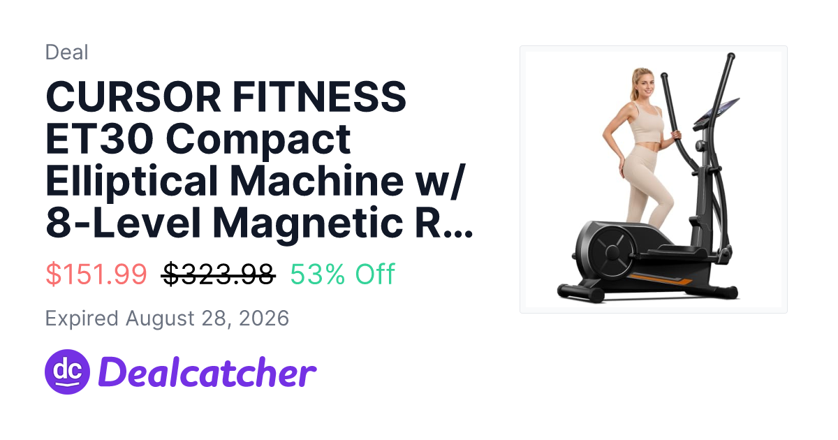 Amazon - CURSOR FITNESS ET30 Compact Elliptical Machine w/ 8-Level Magnetic Resistance & 14" Stride $151.99