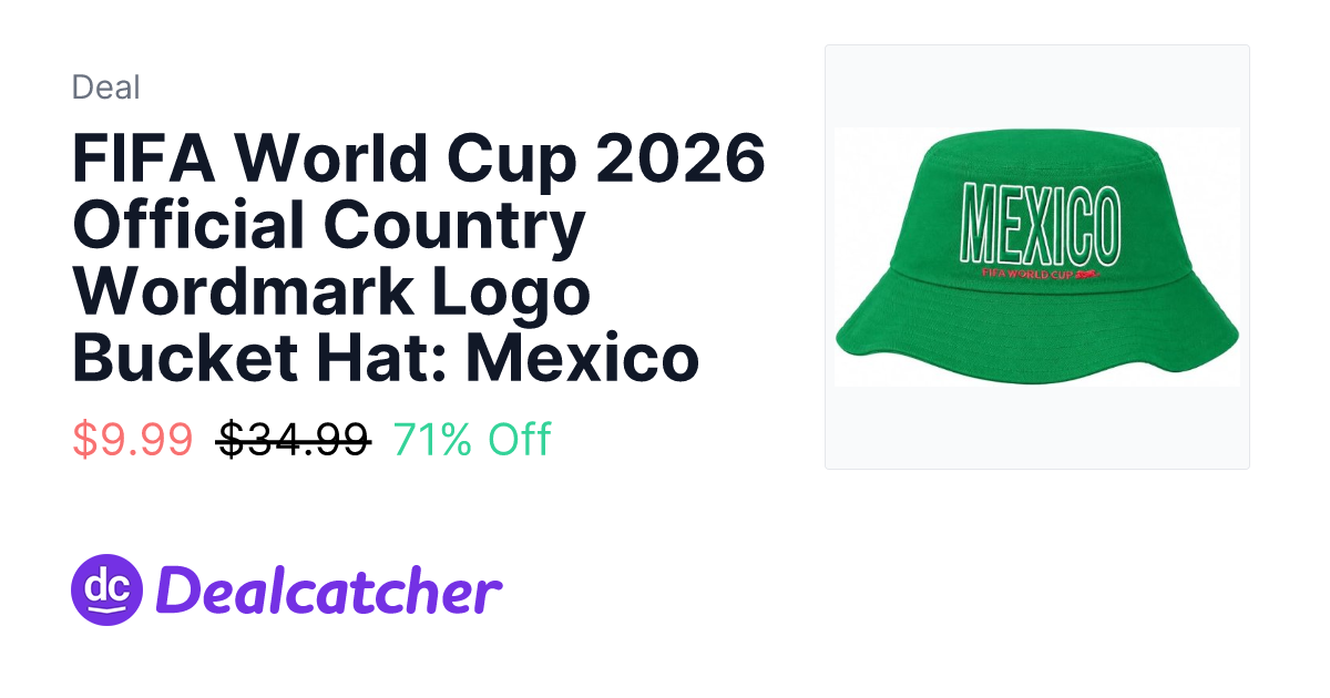 Amazon - FIFA World Cup 2026 Official Country Wordmark Logo Bucket Hat: Mexico $9.99