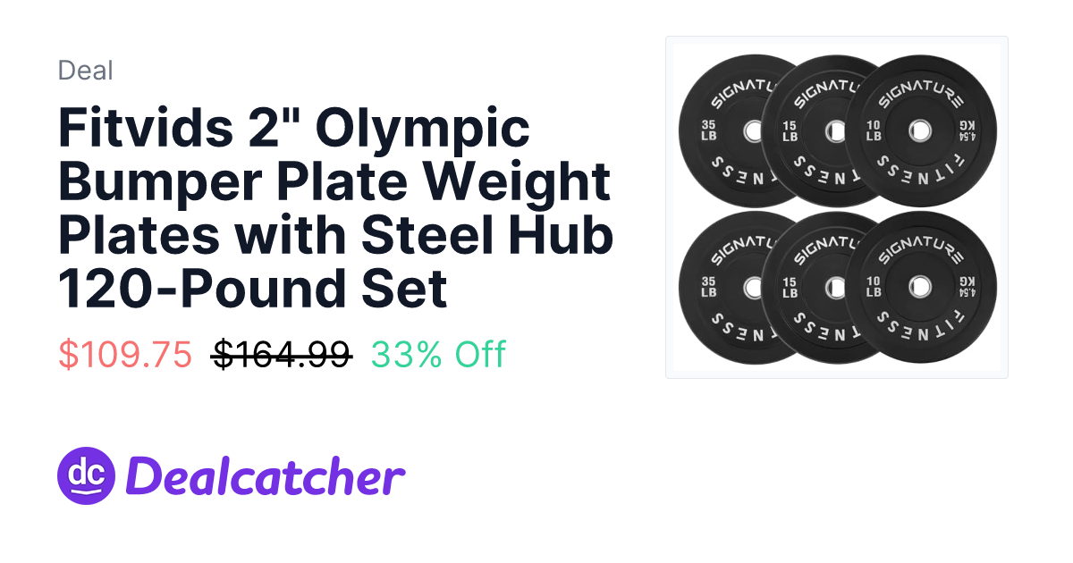 Amazon - Fitvids 2" Olympic Bumper Plate Weight Plates with Steel Hub 120-Pound Set $109.75