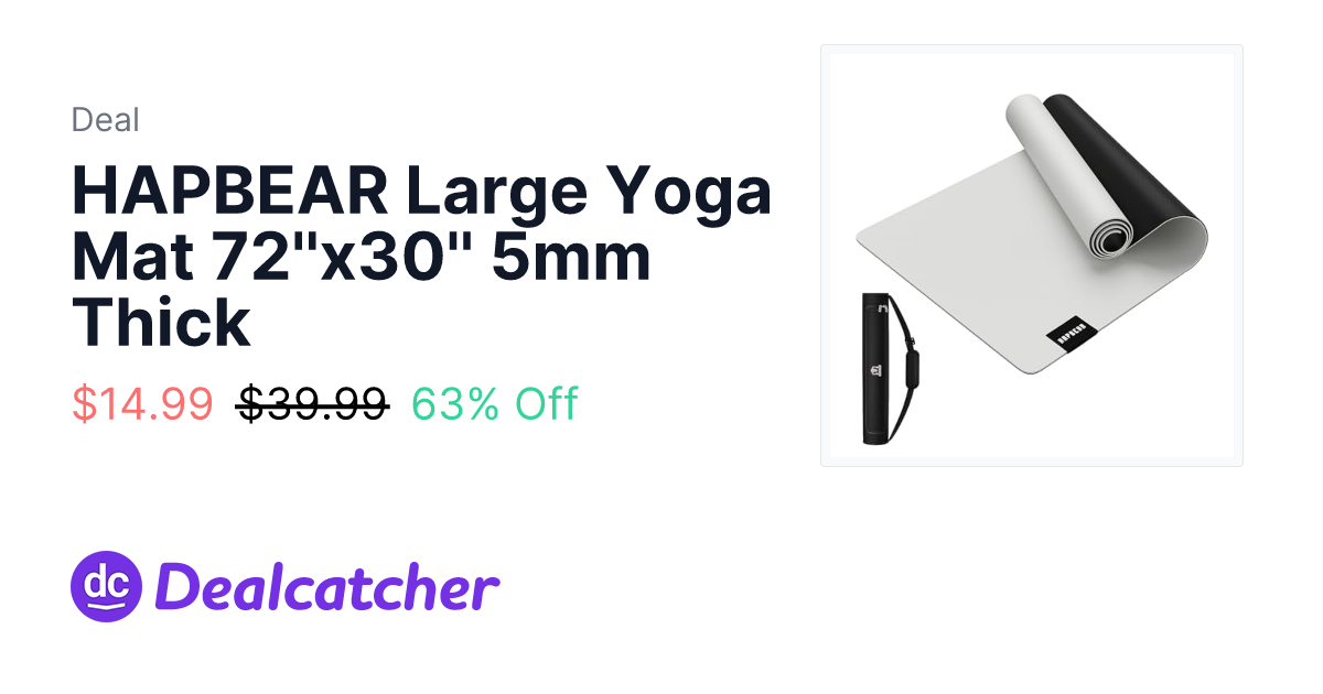 Amazon - HAPBEAR Large Yoga Mat 72''x30'' 5mm Thick $14.99