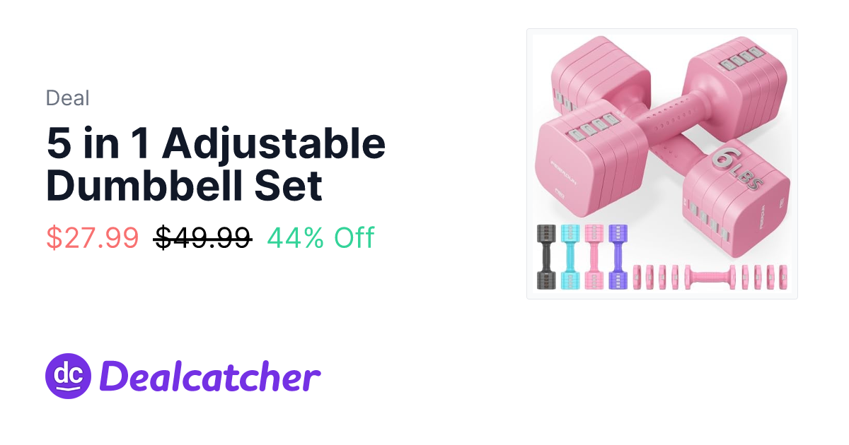 Amazon - 5 in 1 Adjustable Dumbbell Set $27.99