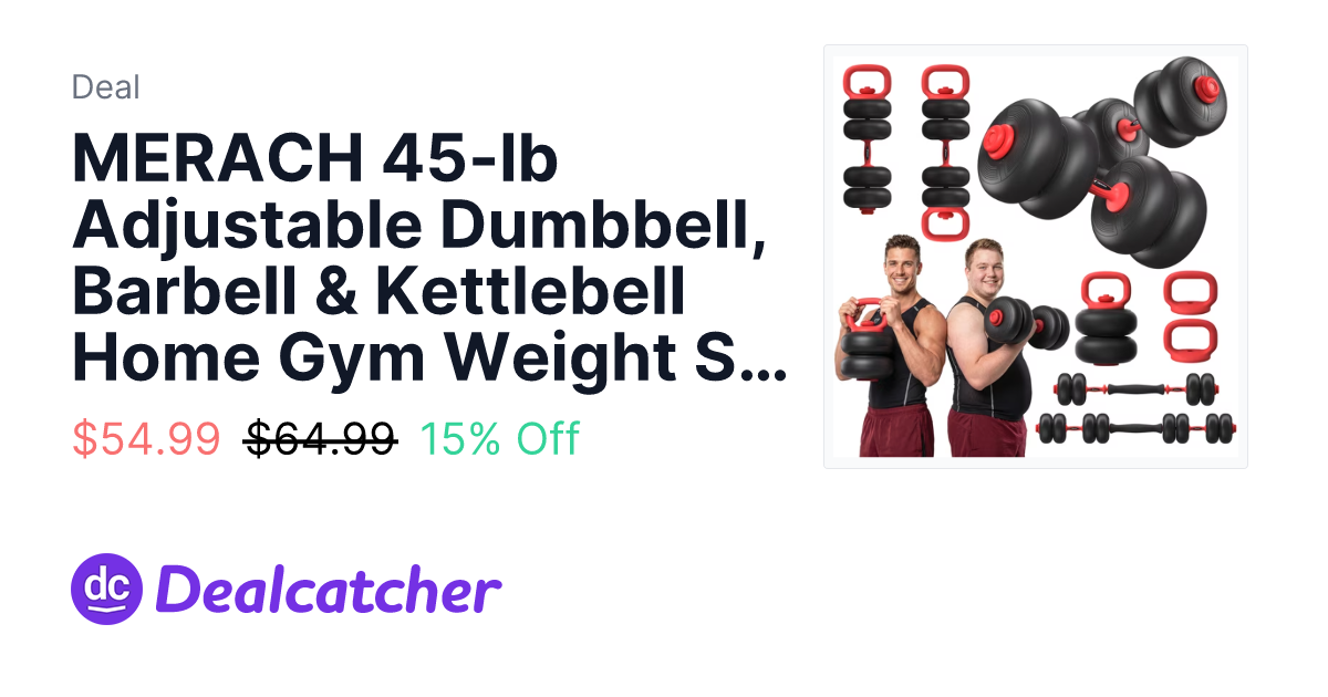 Walmart - MERACH 45-lb Adjustable Dumbbell, Barbell & Kettlebell Home Gym Weight Set $54.99