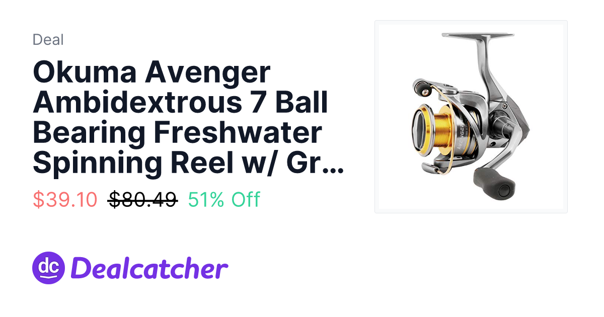 Amazon - Okuma Avenger Ambidextrous 7 Ball Bearing Freshwater Spinning Reel w/ Graphite Body (AV-10000, 270 yds, 20 lb) $39.10