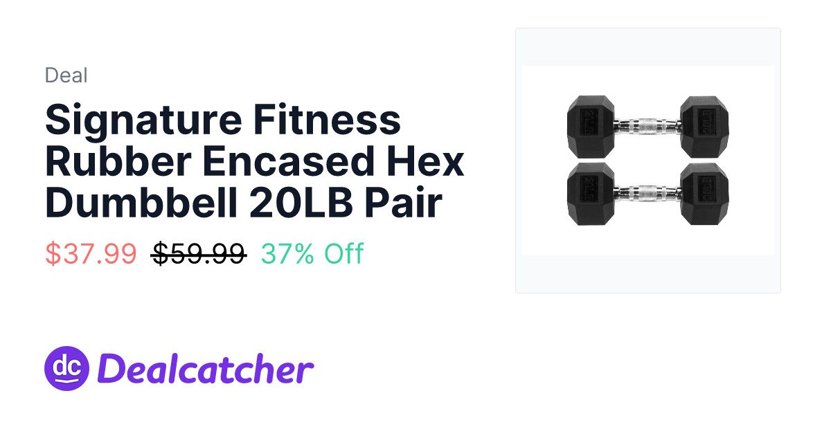 Woot - Signature Fitness Rubber Encased Hex Dumbbell 20LB Pair $37.99
