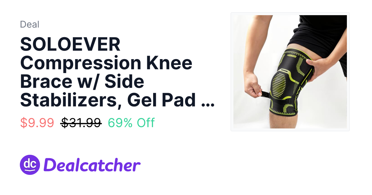 Amazon - SOLOEVER Compression Knee Brace w/ Side Stabilizers, Gel Pad & Adjustable Patella Strap (S-XXL) $9.99