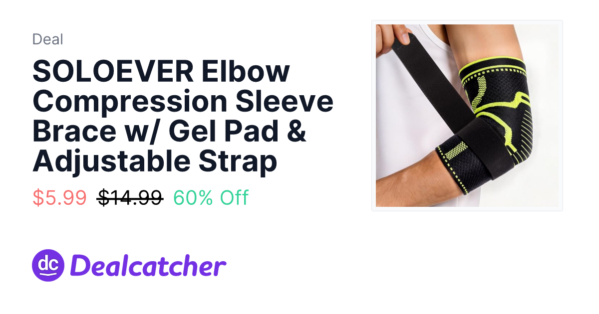 Amazon - SOLOEVER Elbow Compression Sleeve Brace w/ Gel Pad & Adjustable Strap $5.99