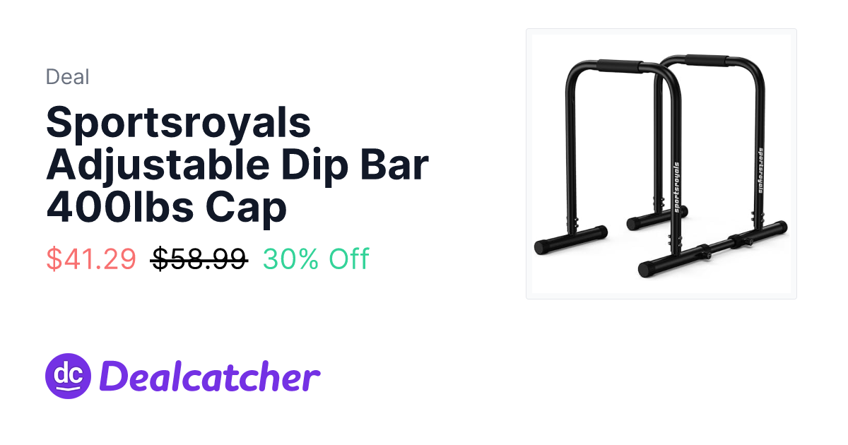 Amazon - Sportsroyals Adjustable Dip Bar 400lbs Cap $41.29