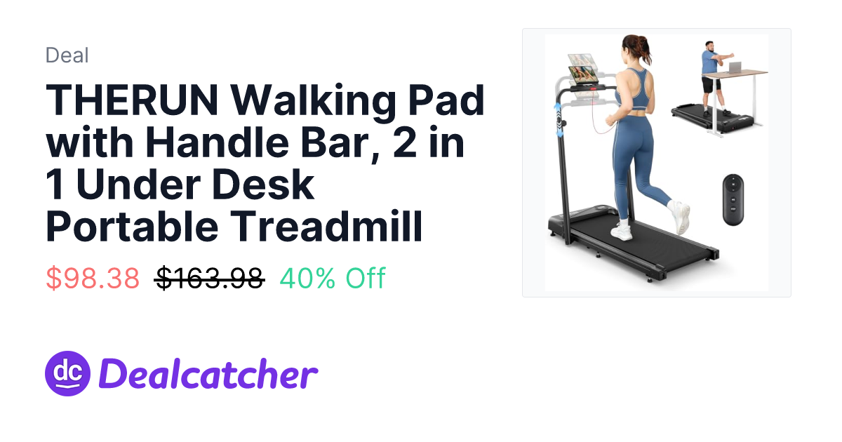 Amazon - THERUN Walking Pad with Handle Bar, 2 in 1 Under Desk Portable Treadmill $98.38