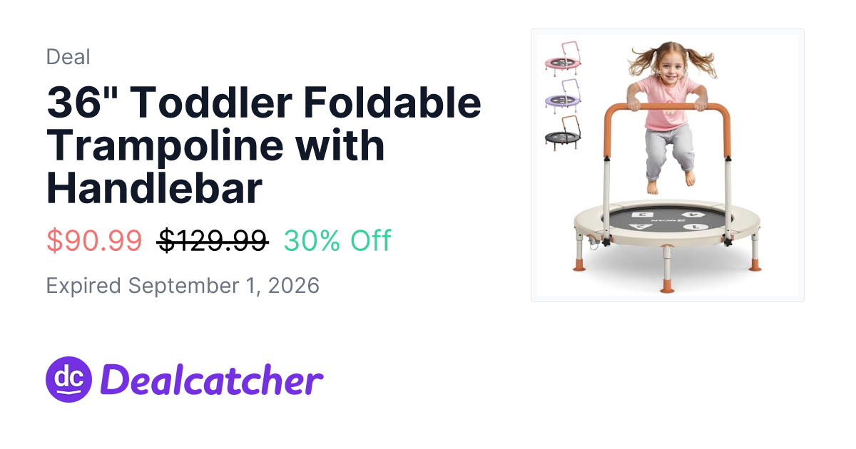 Amazon - 36" Toddler Foldable Trampoline with Handlebar $90.99