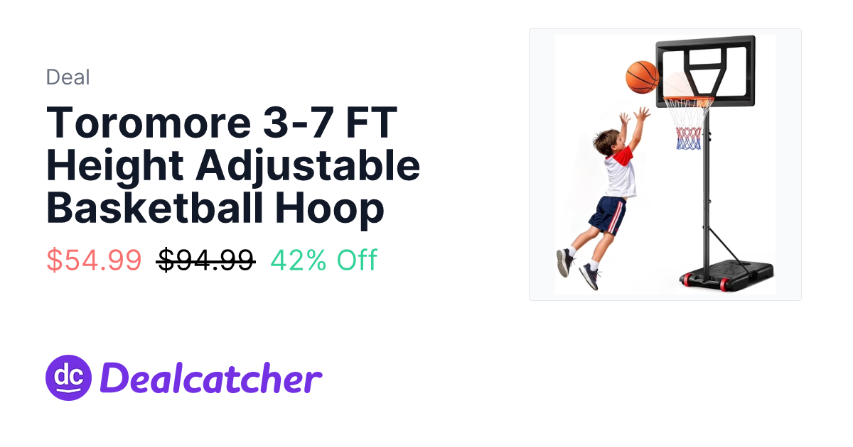 Walmart - Toromore 3-7 FT Height Adjustable Basketball Hoop $54.99