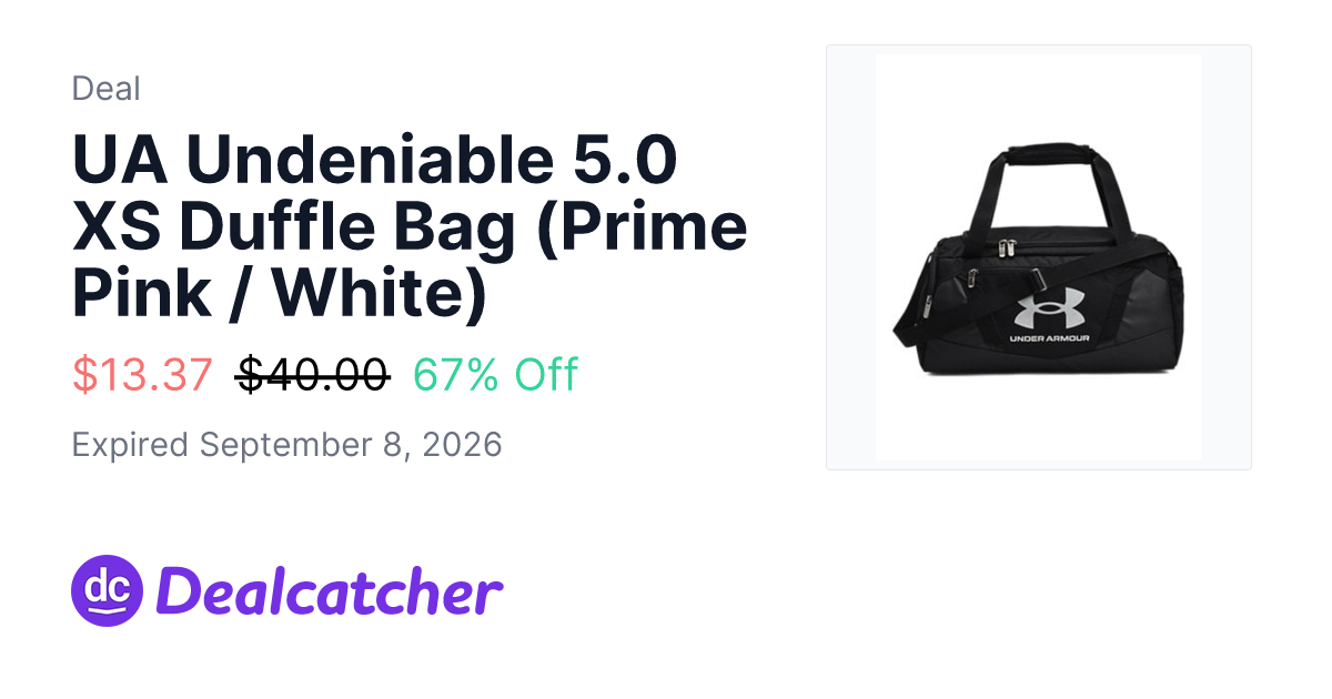 Under Armour - UA Undeniable 5.0 XS Duffle Bag (Prime Pink / White) $13.37