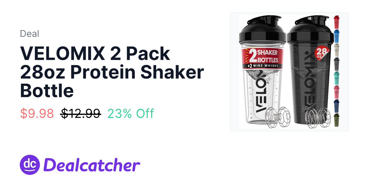 Amazon - VELOMIX 2 Pack 28oz Protein Shaker Bottle $9.98