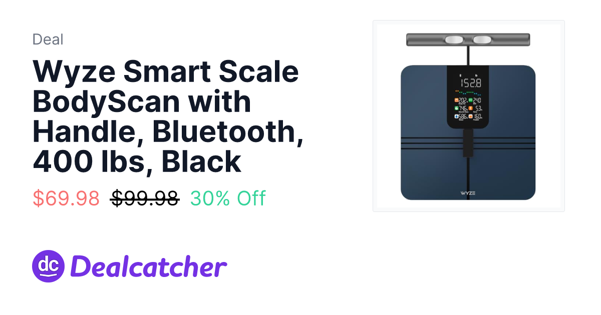 Amazon - Wyze Smart Scale BodyScan with Handle, Bluetooth, 400 lbs, Black $69.98