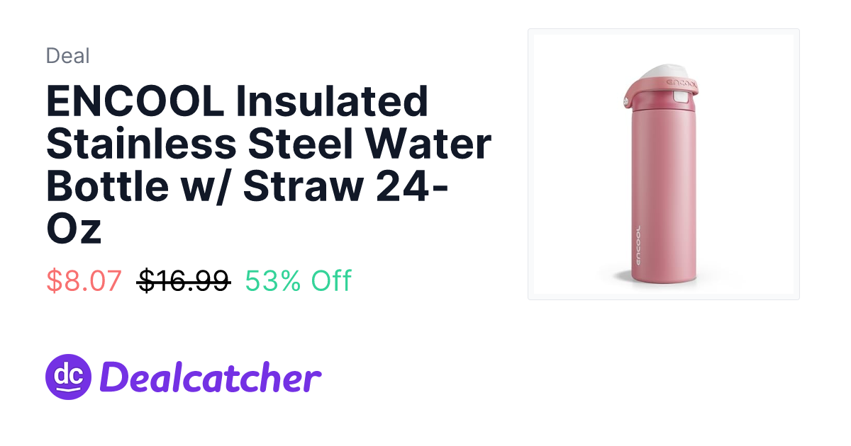 Amazon - ENCOOL Insulated Stainless Steel Water Bottle w/ Straw 24-Oz $8.07