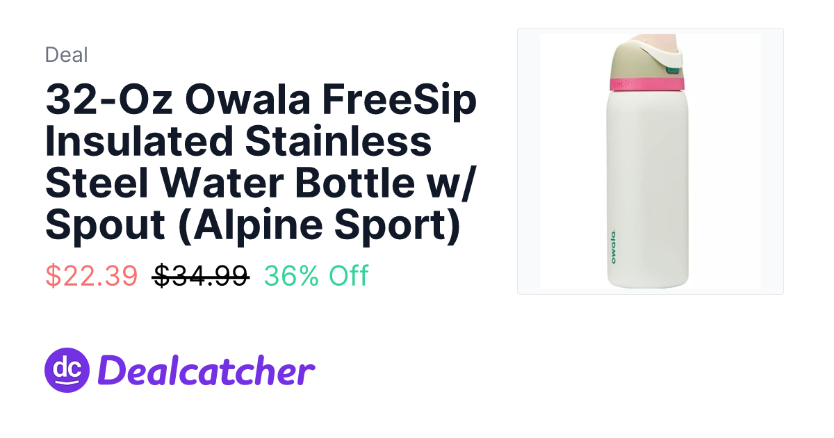 Amazon - 32-Oz Owala FreeSip Insulated Stainless Steel Water Bottle w/ Spout (Alpine Sport) $22.39