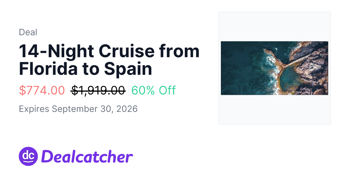 Travelzoo - 14-Night Cruise from Florida to Spain $774.00