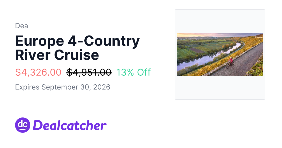 Travelzoo - Europe 4-Country River Cruise $4,326.00