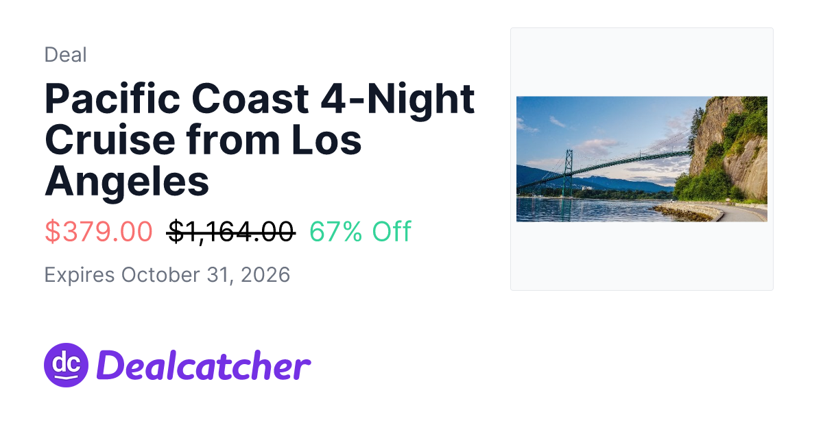 Travelzoo - Pacific Coast 4-Night Cruise from Los Angeles $379.00