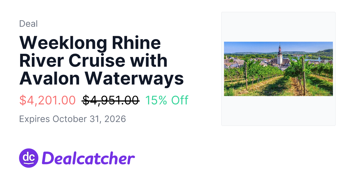Travelzoo - Weeklong Rhine River Cruise with Avalon Waterways $4,201.00