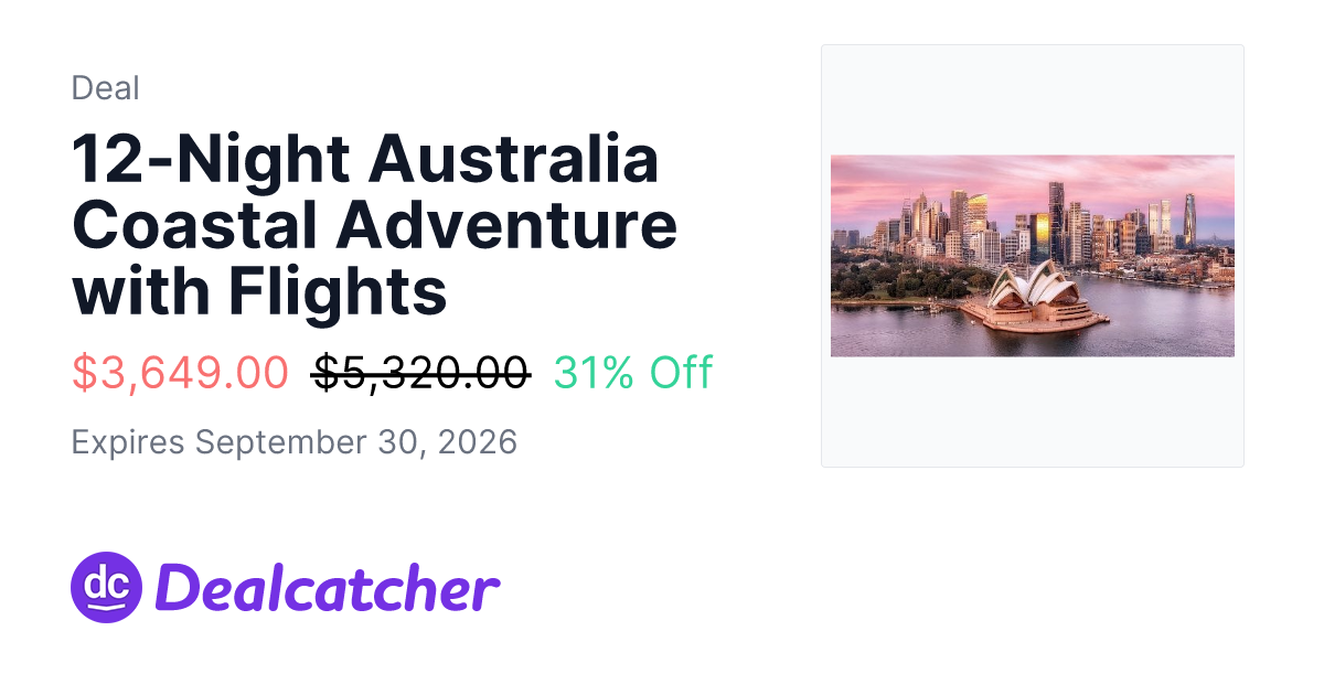 Travelzoo - 12-Night Australia Coastal Adventure with Flights $3,649.00
