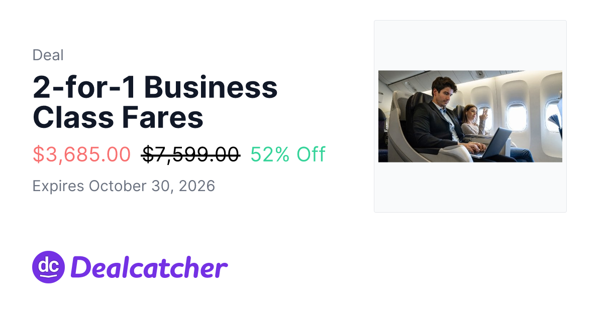 Travelzoo - 2-for-1 Business Class Fares $3,685.00