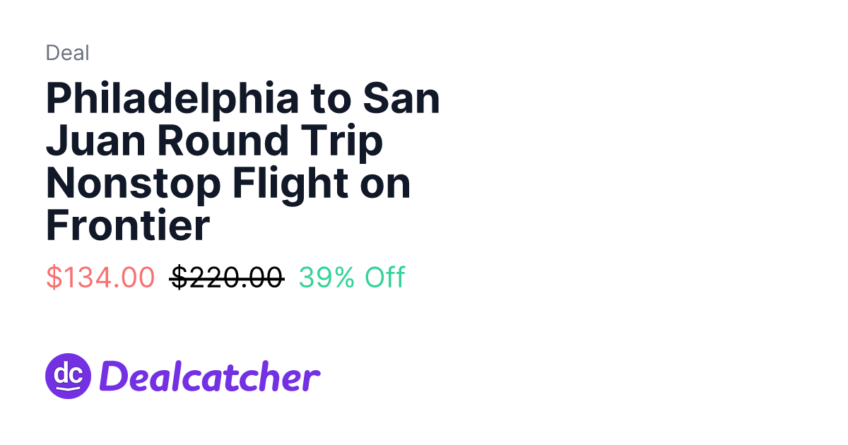 Expedia - Philadelphia to San Juan Round Trip Nonstop Flight on Frontier $134.00