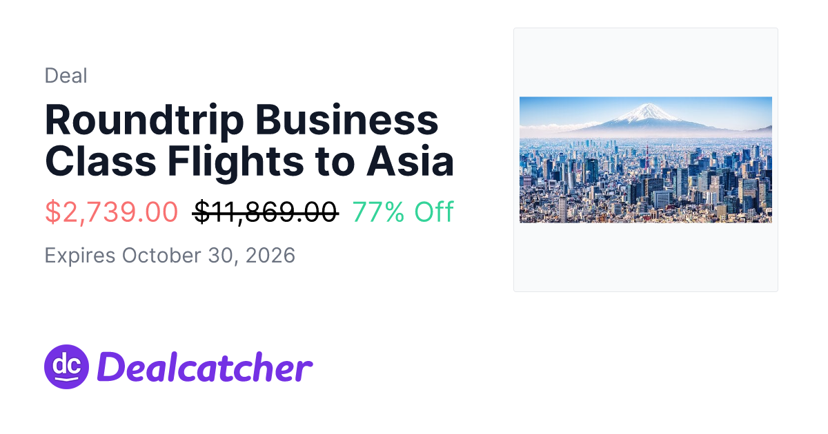 Travelzoo - Roundtrip Business Class Flights to Asia $2,739.00