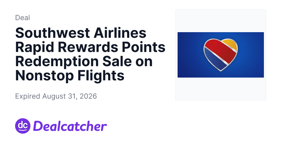 Southwest Airlines - Southwest Airlines Rapid Rewards Points Redemption Sale on Nonstop Flights