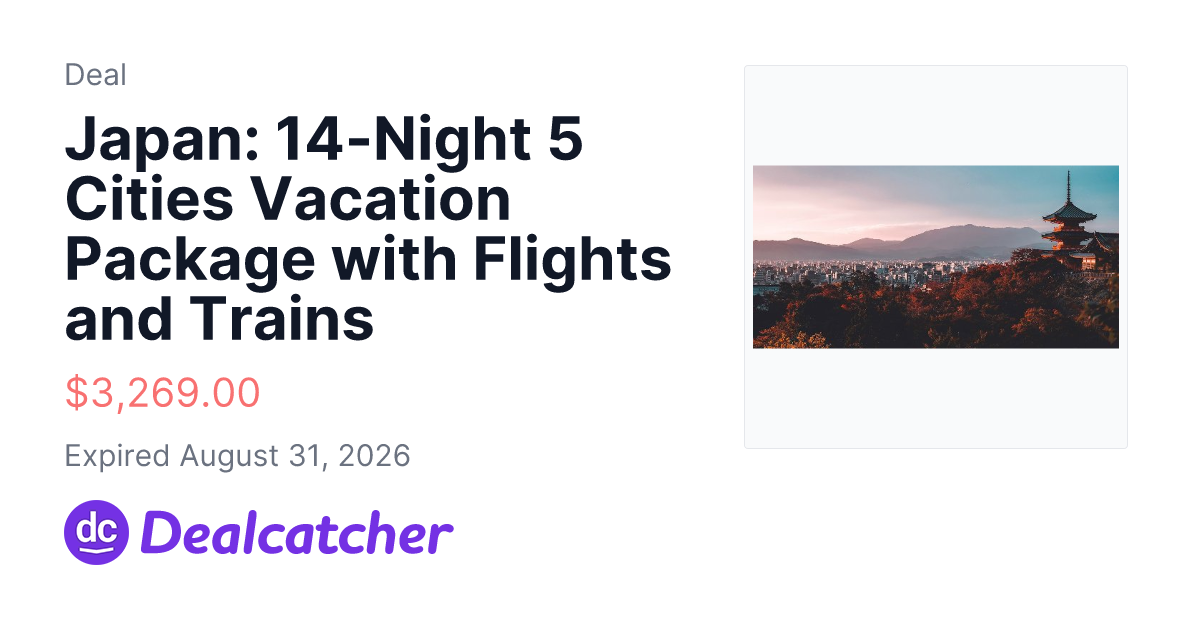 Travelzoo - Japan: 14-Night 5 Cities Vacation Package with Flights and Trains $3,269.00