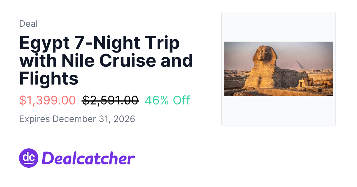 Travelzoo - Egypt 7-Night Trip with Nile Cruise and Flights $1,399.00