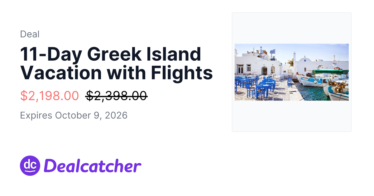 Travelzoo - 11-Day Greek Island Vacation with Flights $2,198.00