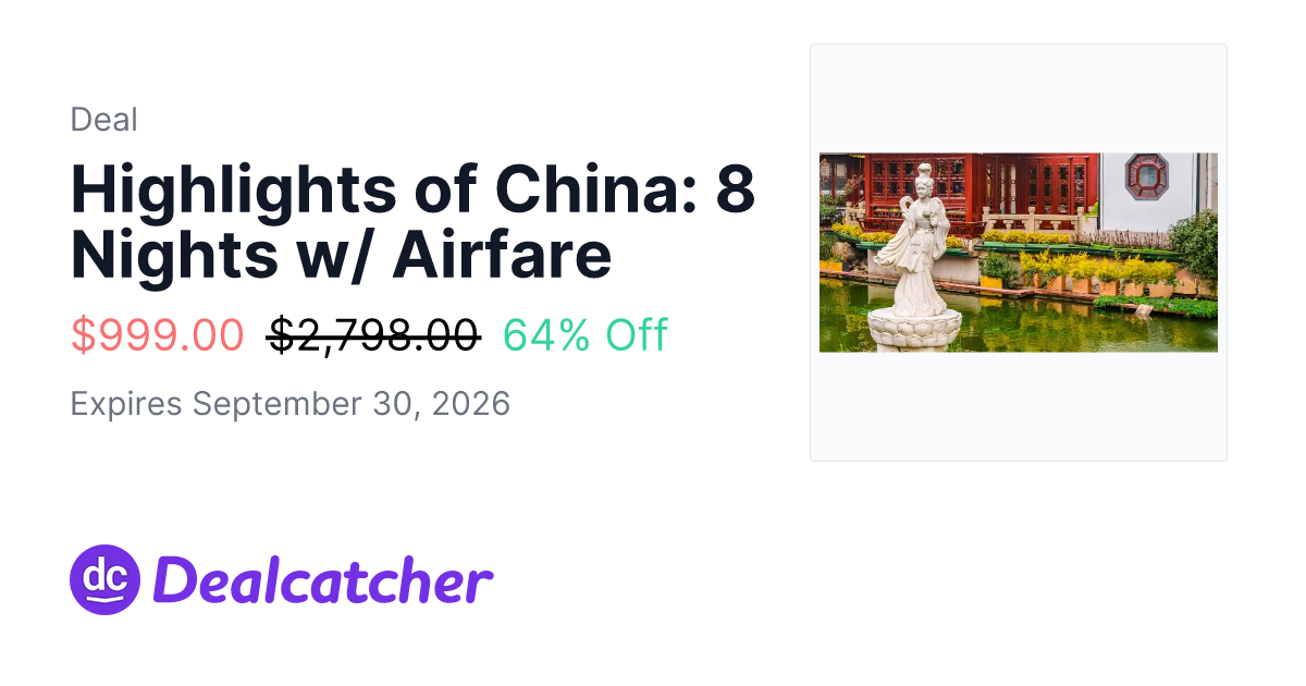 Travelzoo - Highlights of China: 8 Nights w/ Airfare $999.00