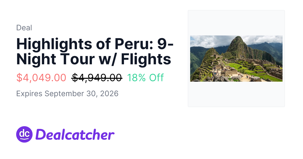 Travelzoo - Highlights of Peru: 9-Night Tour w/ Flights $4,049.00